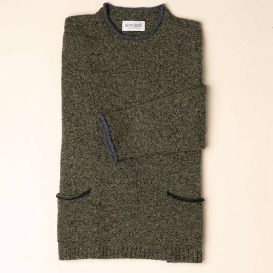Eribe Tweed Nep Sweater in Pine