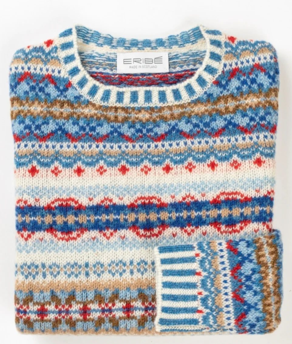 Eribe quality knitwear. Fairisle sweater in Cotswold.