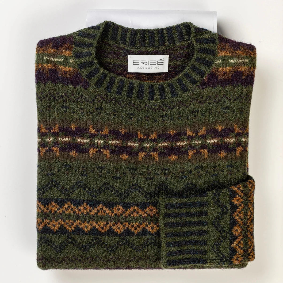 Eribe Men's fairisle sweater. Brodie in Woodland.