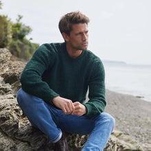 Fisherman Out of Ireland. Men's round neck jumper in green.