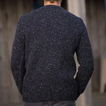 Fisherman Out of Ireland Men's Donegal Tweed Sweater in Navy.