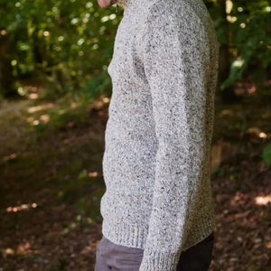 Fisherman Out of Ireland Knitwear. Men's crew neck jumper in grey.