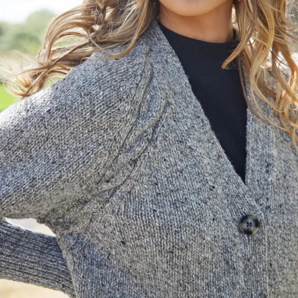 Merino wool grey fleck cardigan for women.