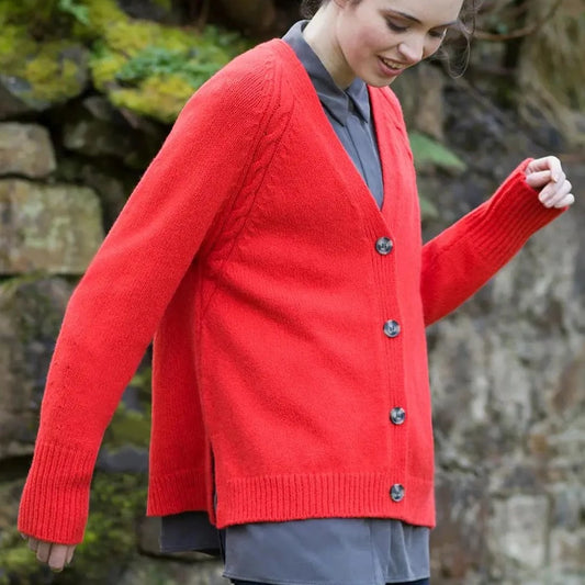 Fisherman Out Of Ireland Vee Cardigan in Lifebouy.