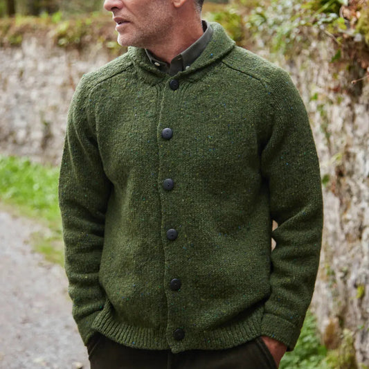 Men's cardigan in Merino Wool - Fisherman Out Of Ireland Seaweed