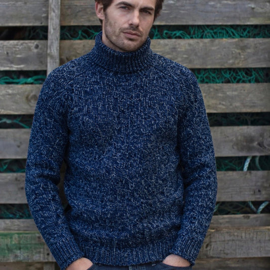 Fisherman Out of Ireland. Quality knitwear men's polo neck. Merino wool.