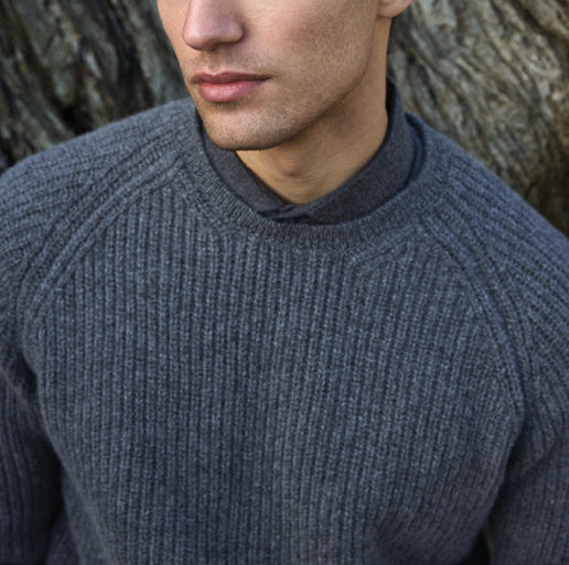 Quality Men's Merino wool jumper. Fisherman Out of Ireland Ribbed crew.