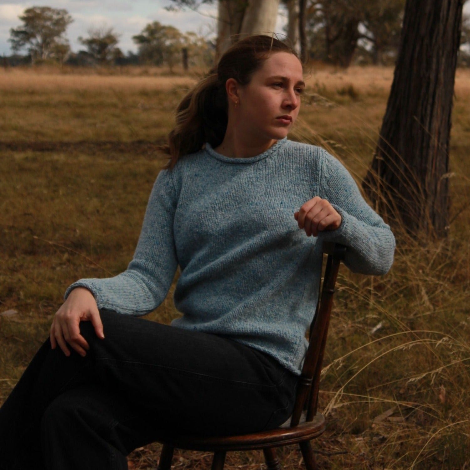 Merino Wool Jumper in Blue.