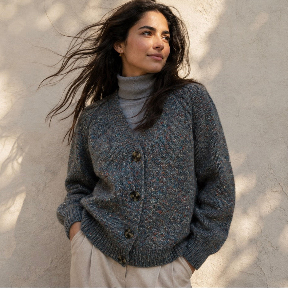 Merino wool quality women's cardigan. Chunky Irish quality knitwear.
