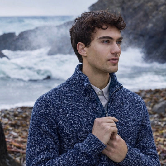 Fisherman out of Ireland Men's 1/4 zip neck jumper. Quality knitwear. Merino wool and cashmere.