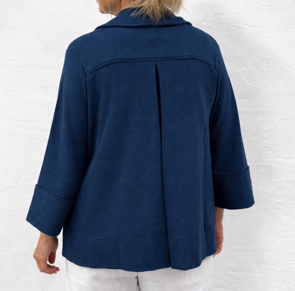 By Basics - Merino Wool Swagger Short Jacket - Petrol Blue