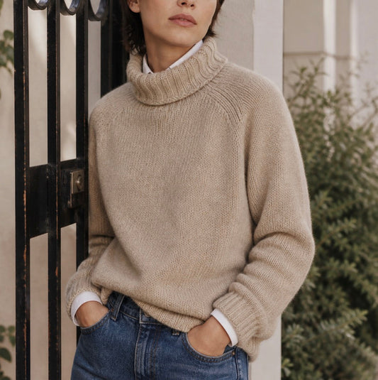 Harley of Scotland - Chunky Roll Neck Jumper - Oatmeal