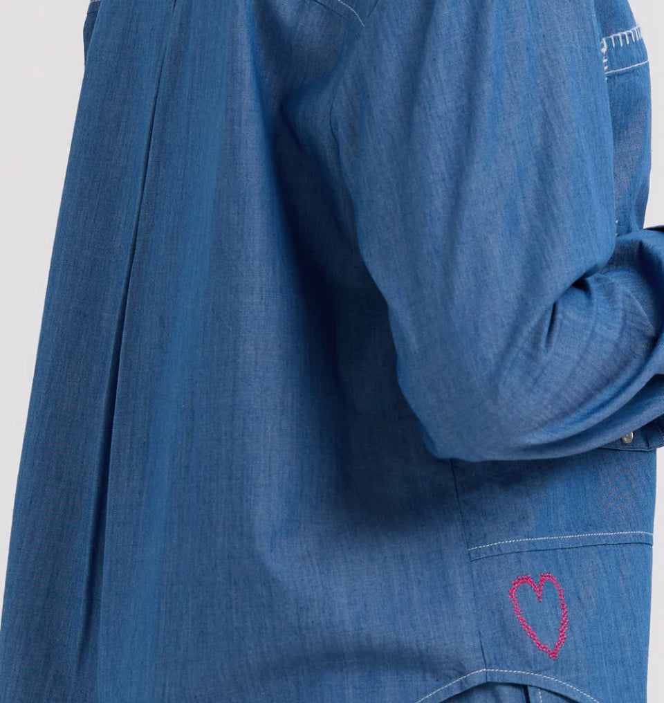 Zaket & Pover Hand Work Denim Shirt - Denim