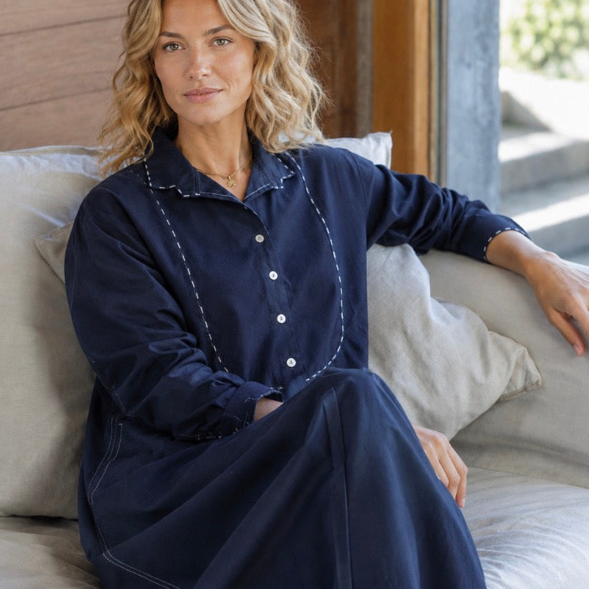 Mandalay Designs - Cord Garden Shirt Dress - Indigo