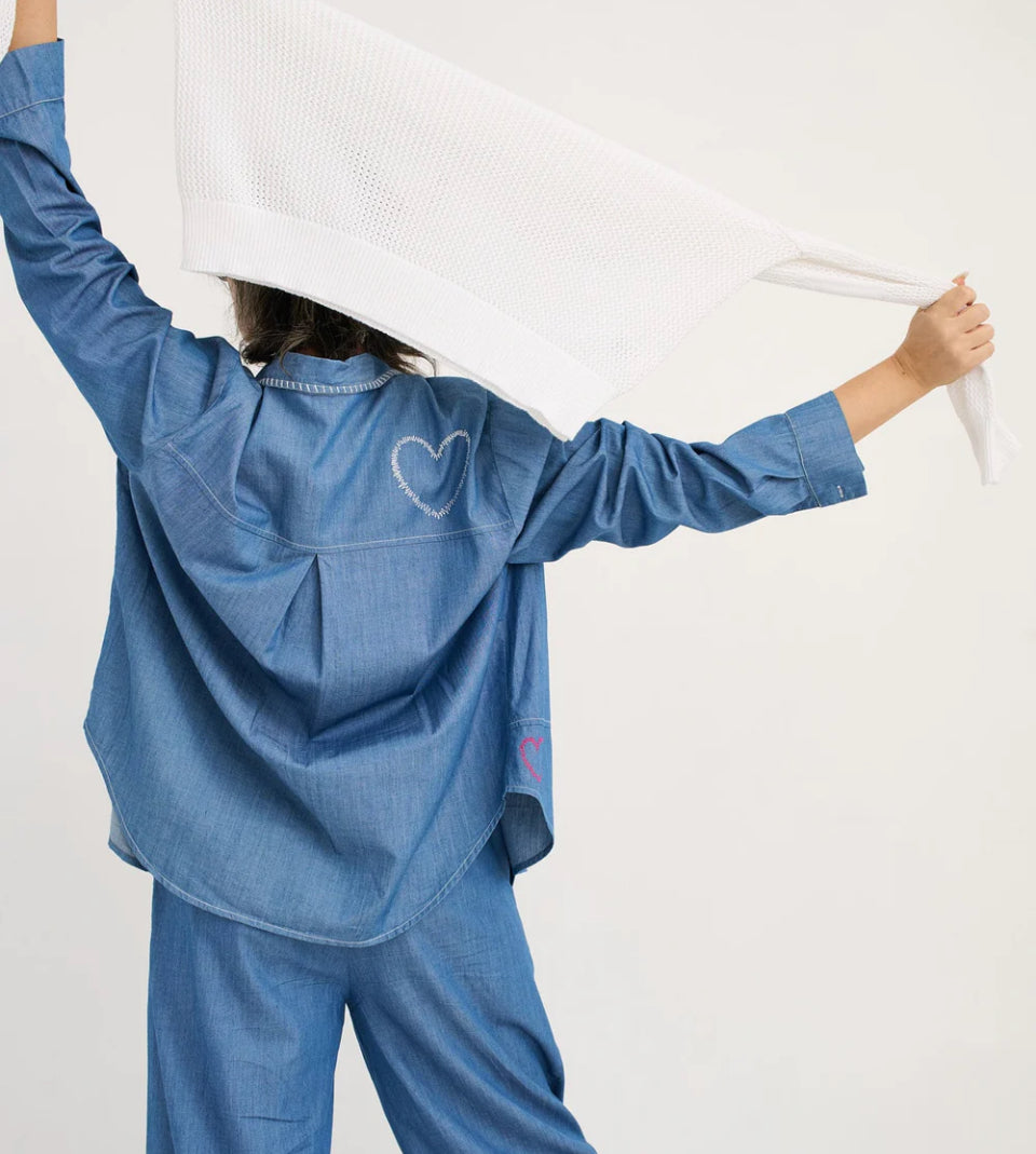 Zaket & Pover Hand Work Denim Shirt - Denim