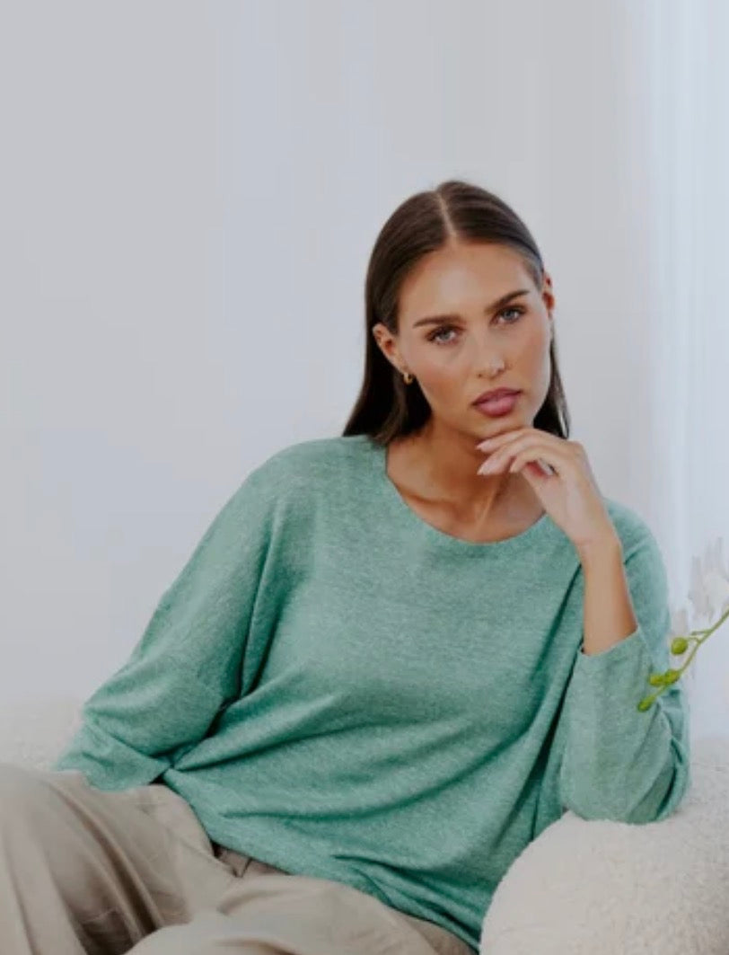 Bridge & Lord - Boxy Relaxed Pullover - Emerald
