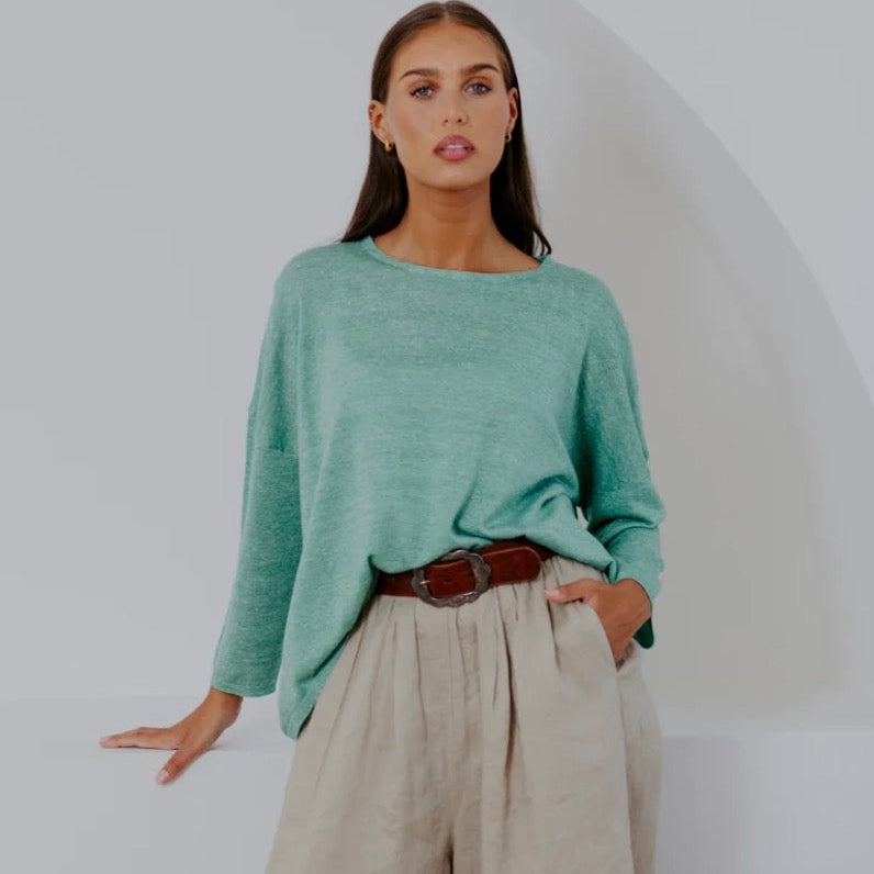 Bridge & Lord - Boxy Relaxed Pullover - Emerald