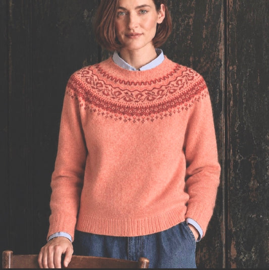 Harley of Scotland - Women's Fairisle Jumper - Wool - Parfait