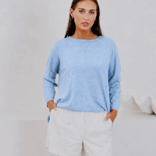 Bridge & Lord - Boxy Relaxed Pullover - Sky