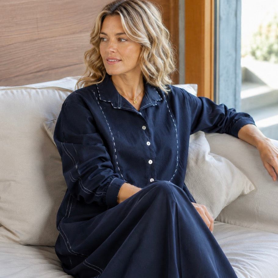 Mandalay Designs - Cord Garden Shirt Dress - Indigo