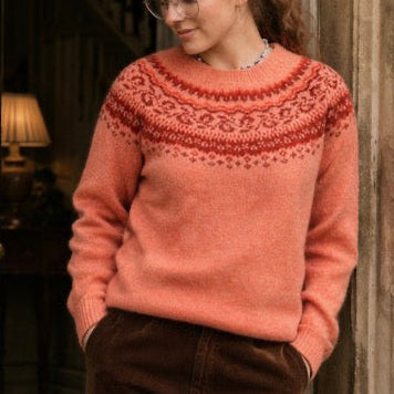 Harley of Scotland - Yoke Fairisle Jumper - Parfait