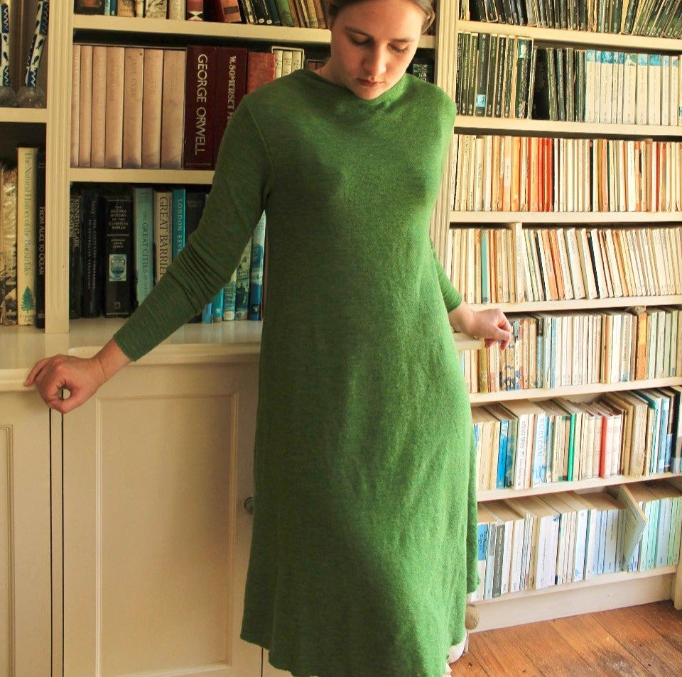 By Basics - Merino Wool Winter Dress - Grasshopper