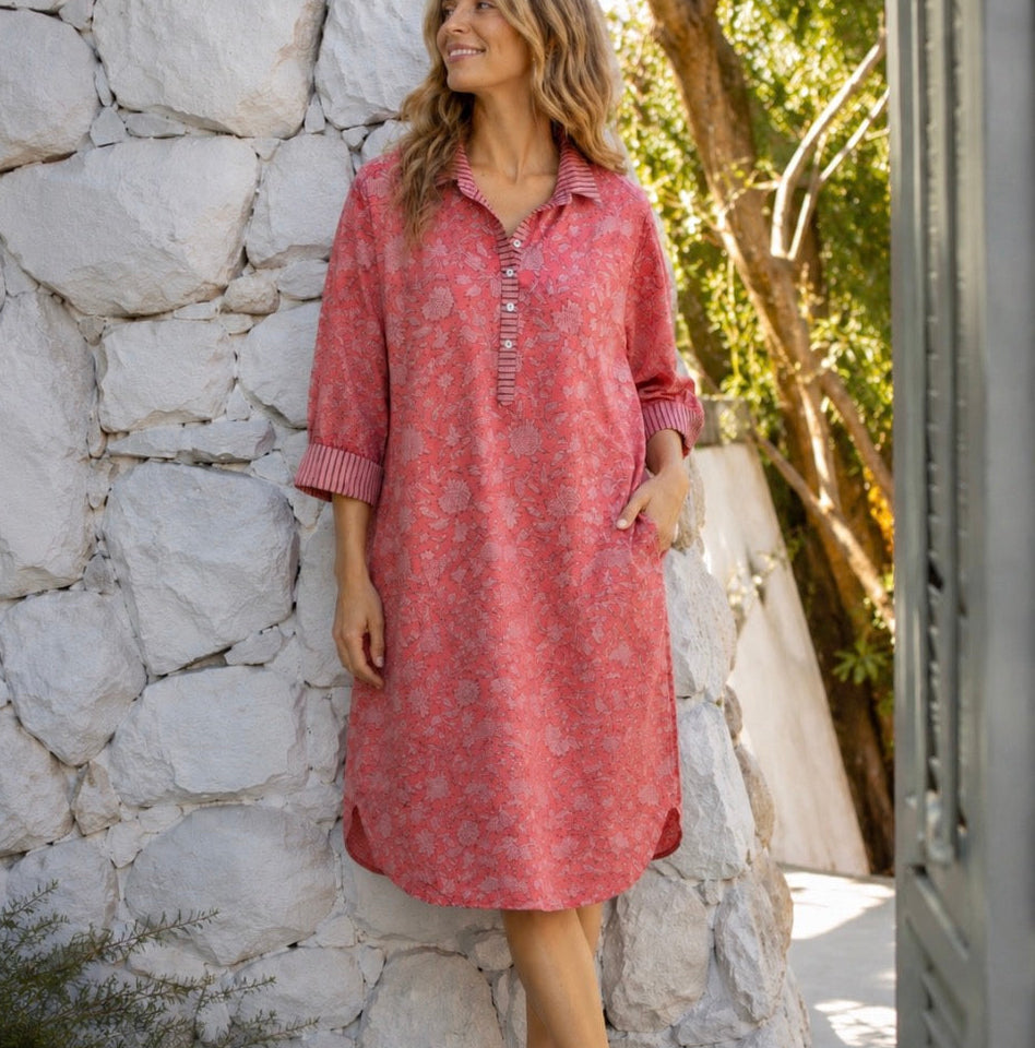 Mandalay Designs - Bella Floral Shirtdress - Coral