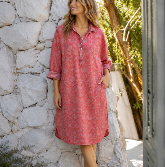 Mandalay Designs - Bella Floral Shirtdress - Coral