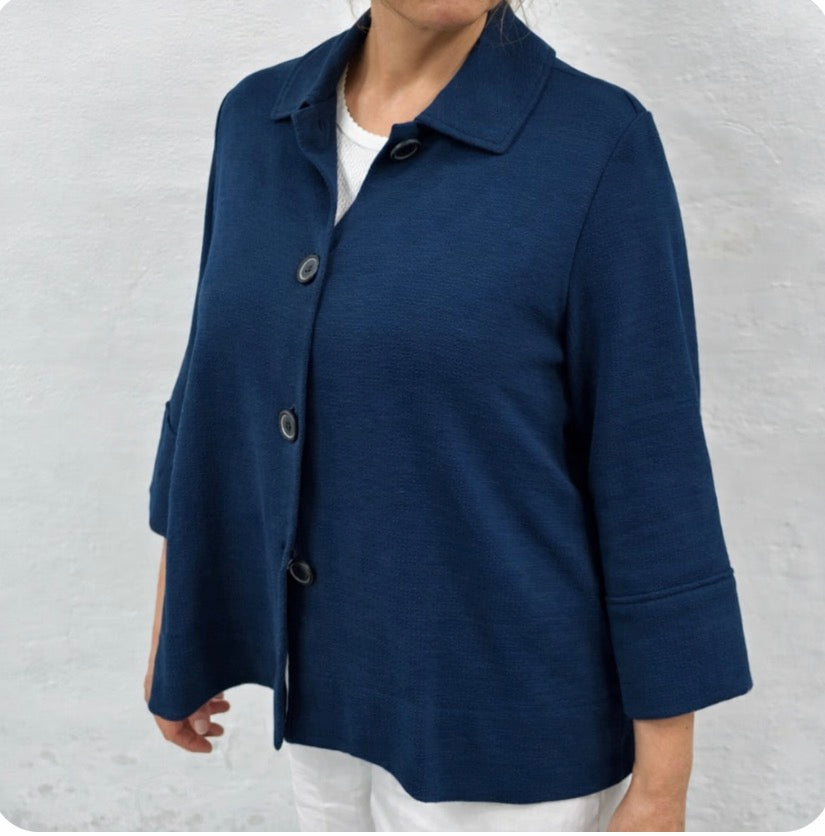 By Basics - Merino Wool Swagger Short Jacket - Petrol Blue