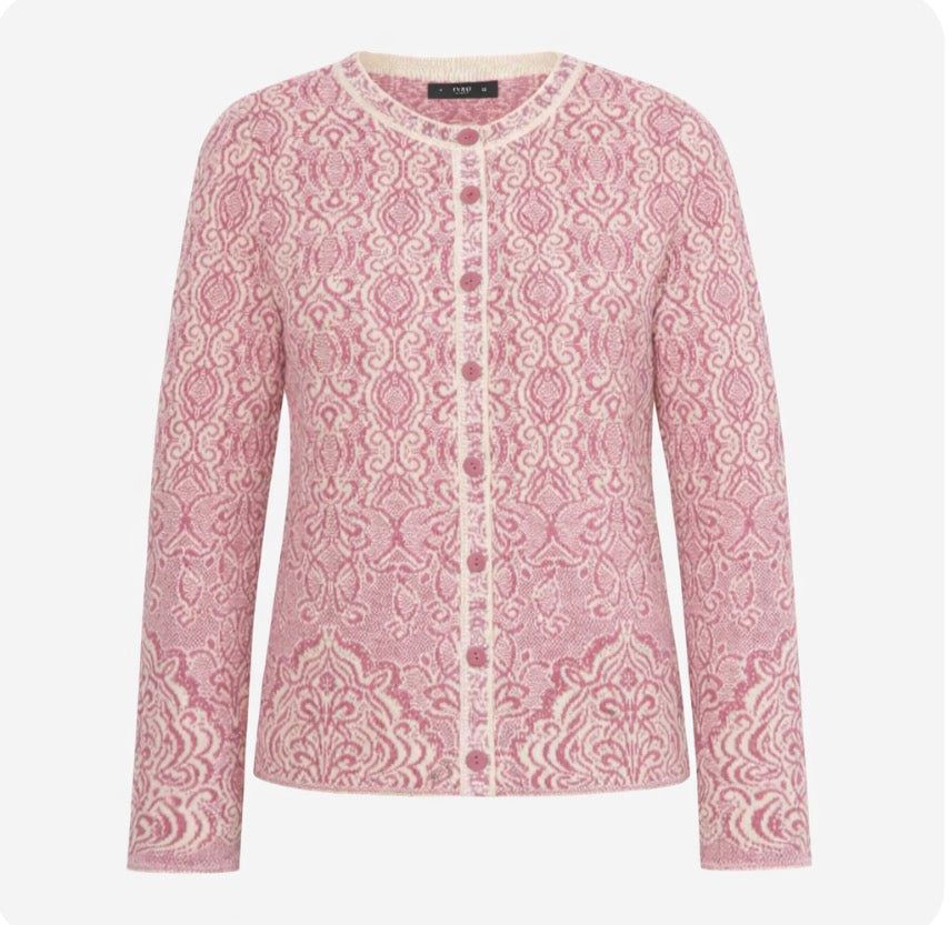 IVKO - Jacquard O-Neck Cardigan - Powder