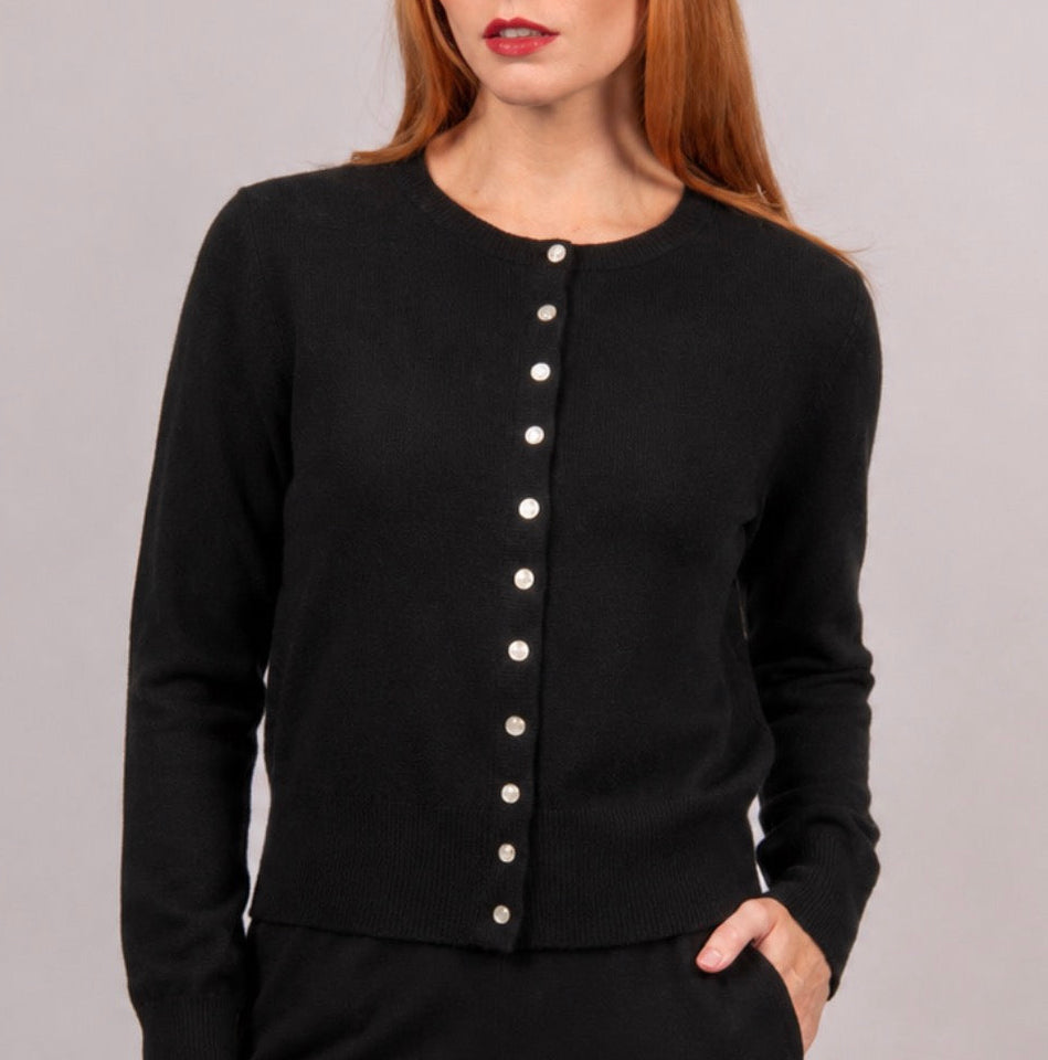 Bridge & Lord - Cropped Cardigan - Merino Cashmere - Black