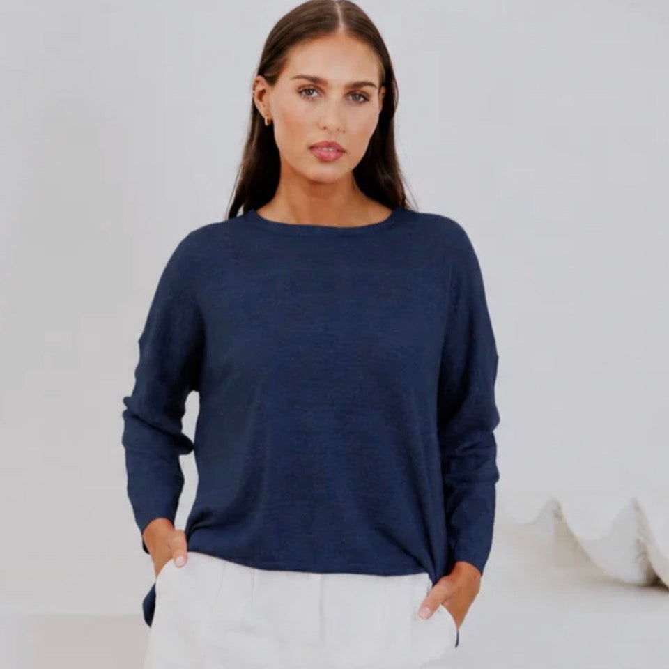Bridge & Lord - Boxy Relaxed Pullover - Navy