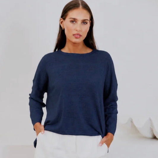 Bridge & Lord - Boxy Relaxed Pullover - Navy