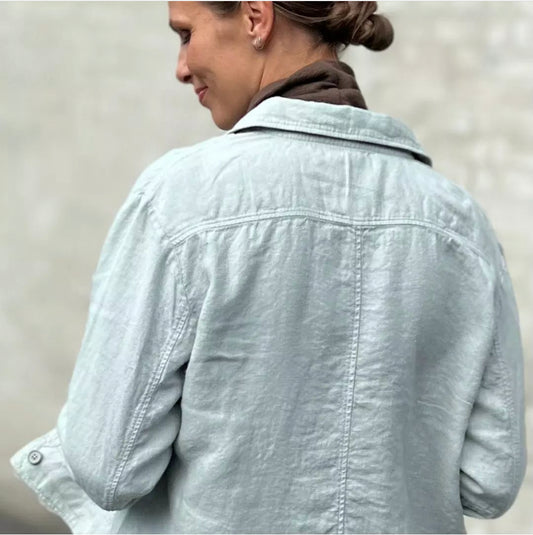 By Basics Linen Jacket in Sea Haze