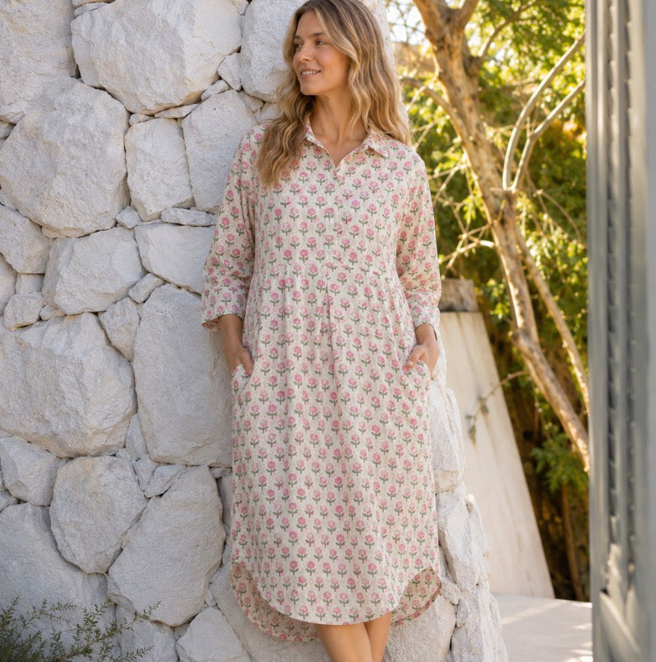 Mandalay Designs - Small Marigold Shirt Dress - Pink