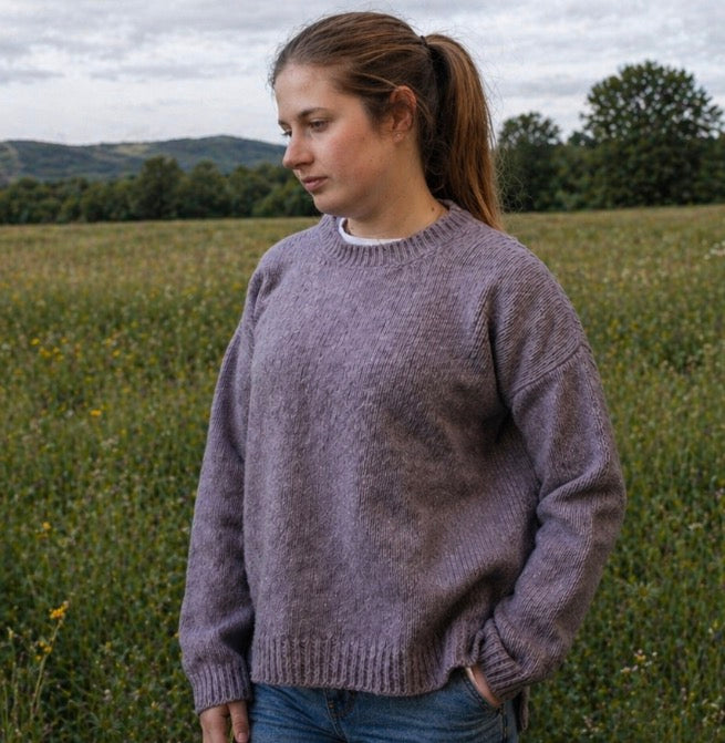 Fisherman Out of Ireland - Dropped Shoulder Crew Jumper - Lilac