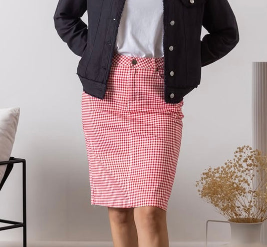 Vassalli - Printed Lightweight Skirt - Red Gingham