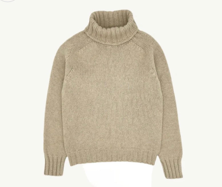 Harley of Scotland - Chunky Roll Neck Jumper - Oatmeal
