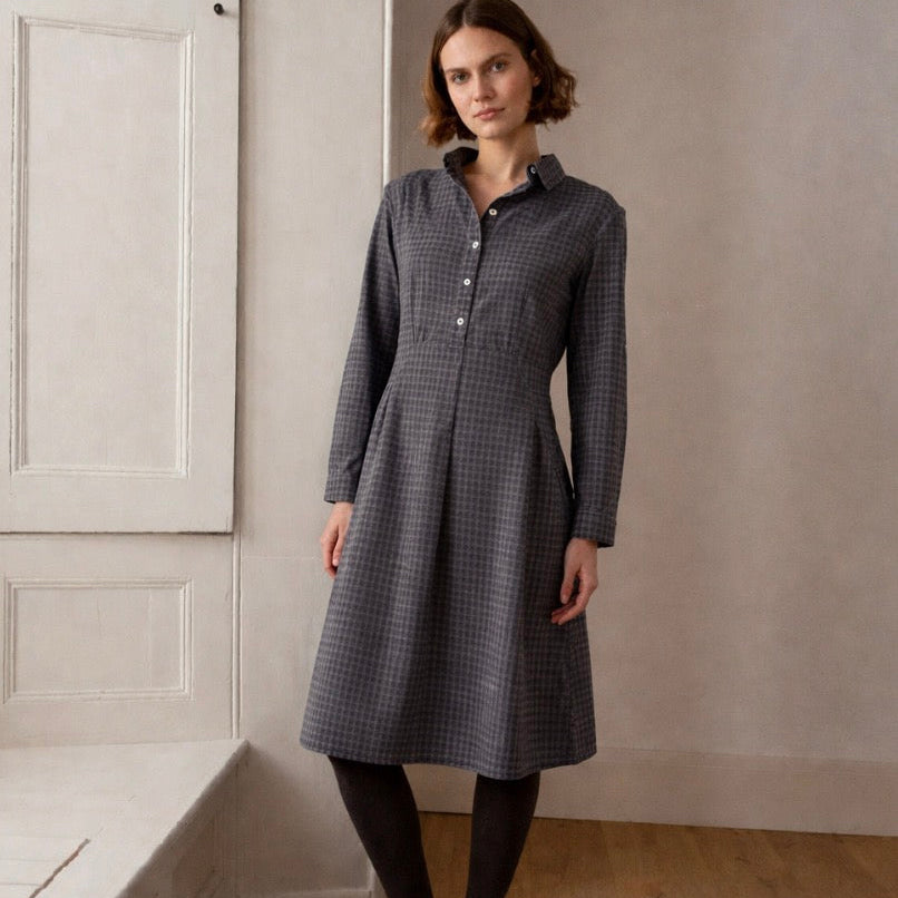 Alexa Shirt Dress - Grey Check