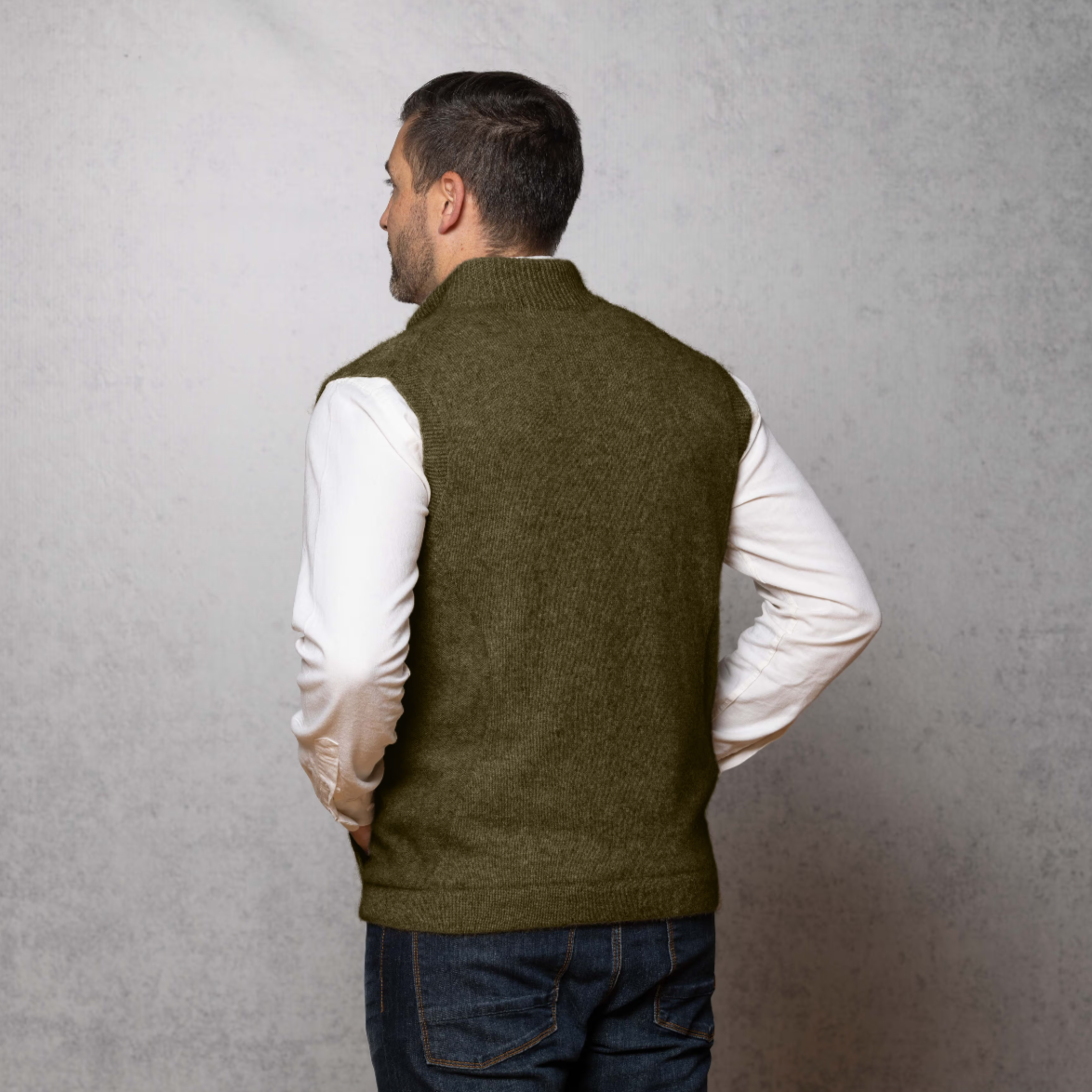 Possum and merino men's zip vest from Noble Wilde