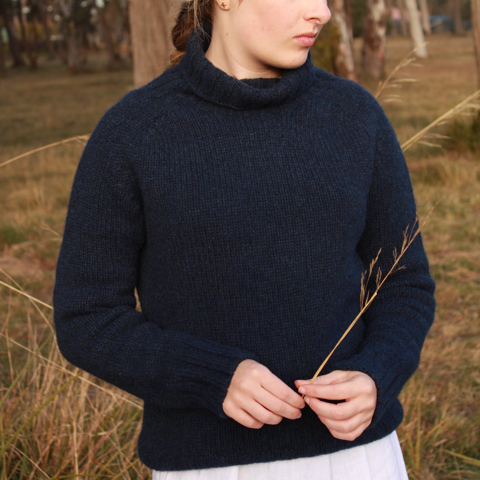 Harley of Scotland's Chunky Roll Neck Lambswool Jumper in Cosmos for women