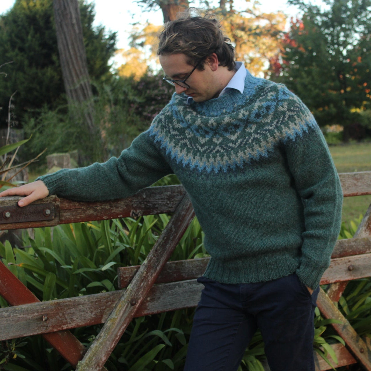 Men's Chunky Fair Isle Sweater - Cedar