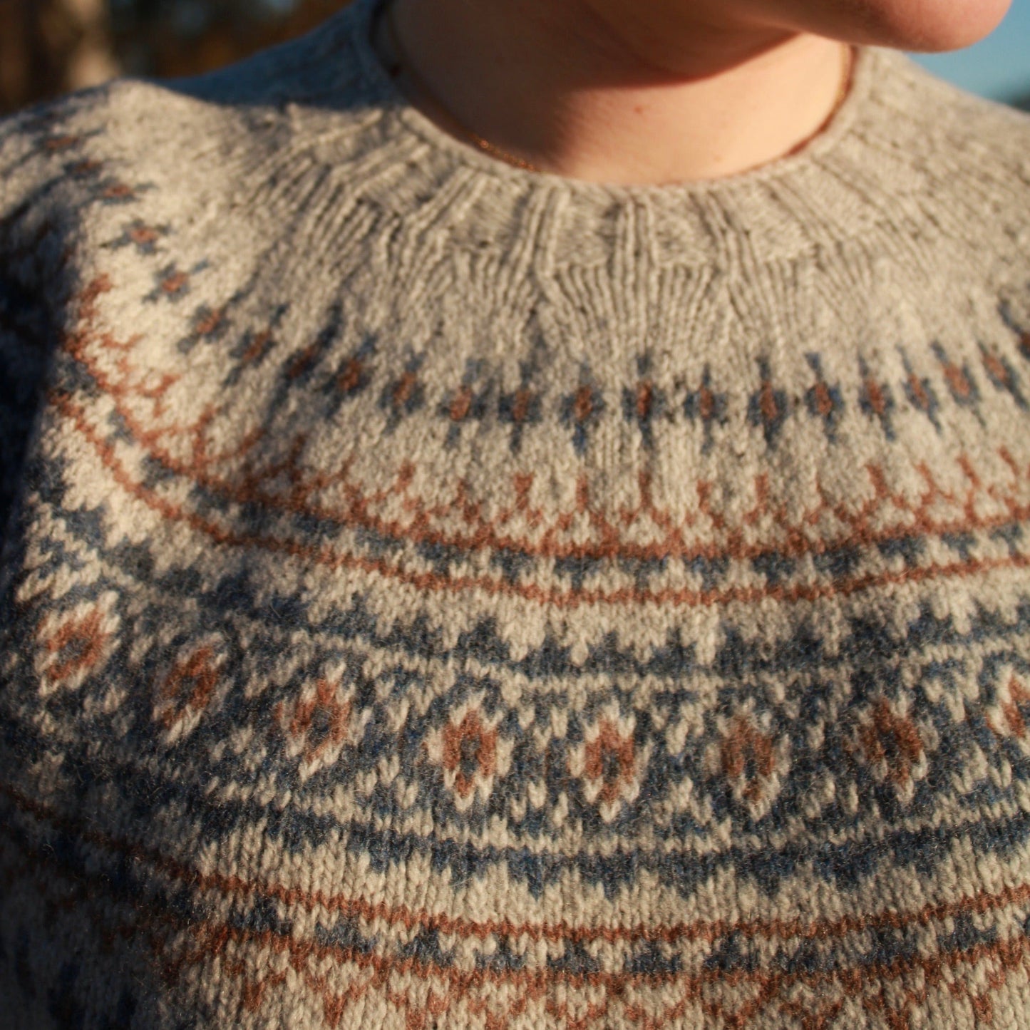 Harley of Scotland's Fair Isle Sweater for women in Mull oatmeal