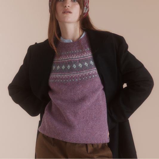 Harley of Scotland Fairisle Nep Jumper for women in Shuna