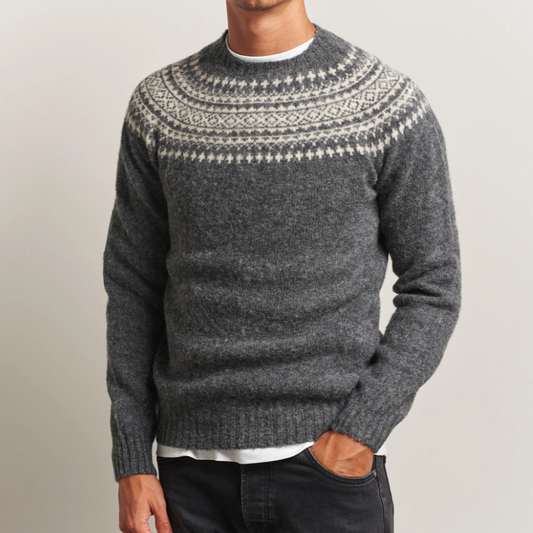Men's Wool Fairisle jumper in grey