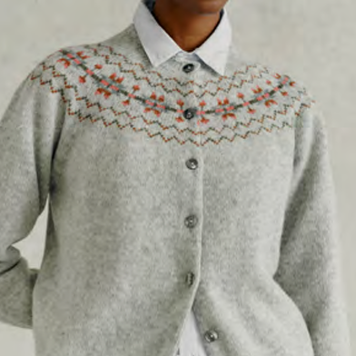 Harley of Scotland Women's Fairisle Wool Cardigan