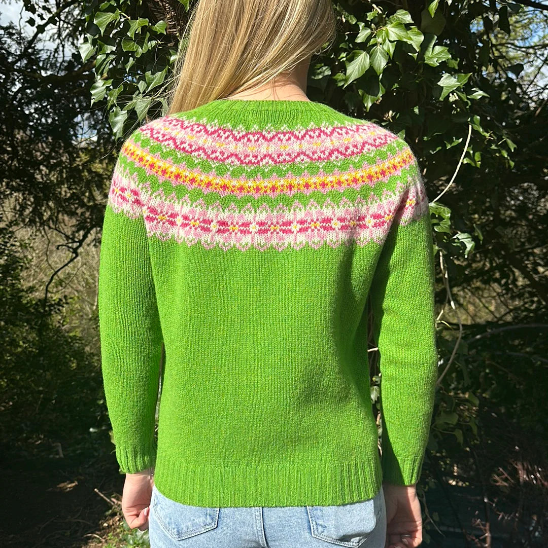 Raglan Fair Isle Crew Jumper - Garden Leaf