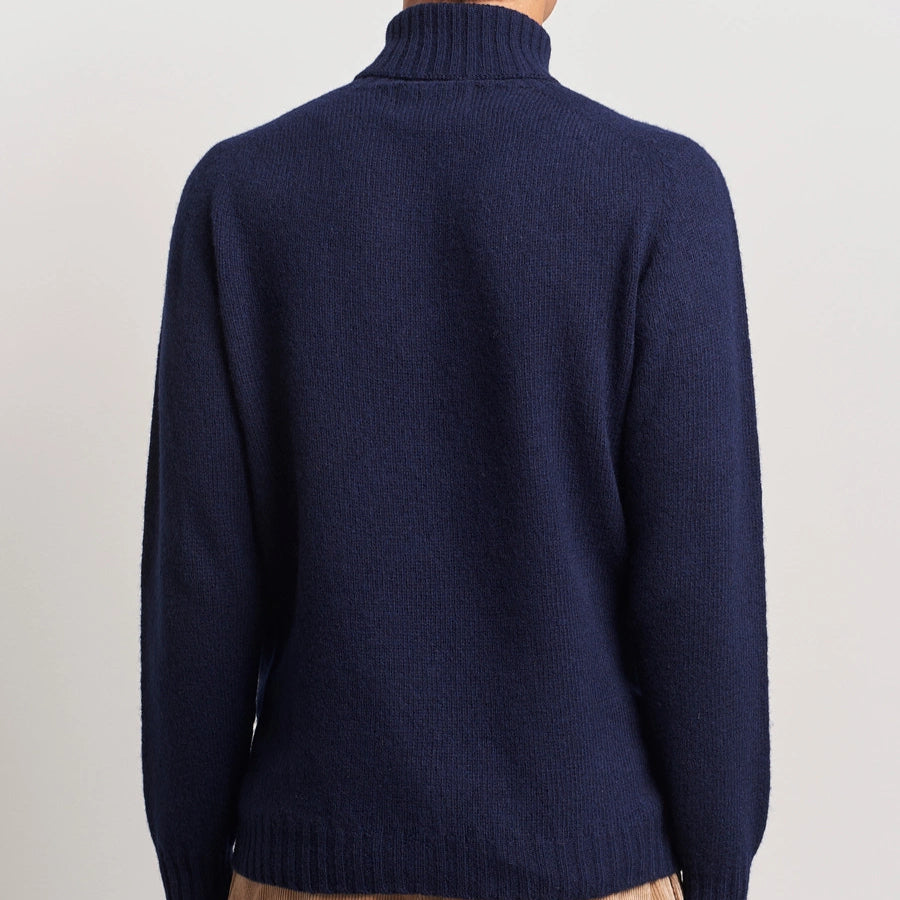 Mens wool roll neck navy.