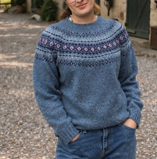 Harley of Scotland Nep Fairisle Jumper in Ossian