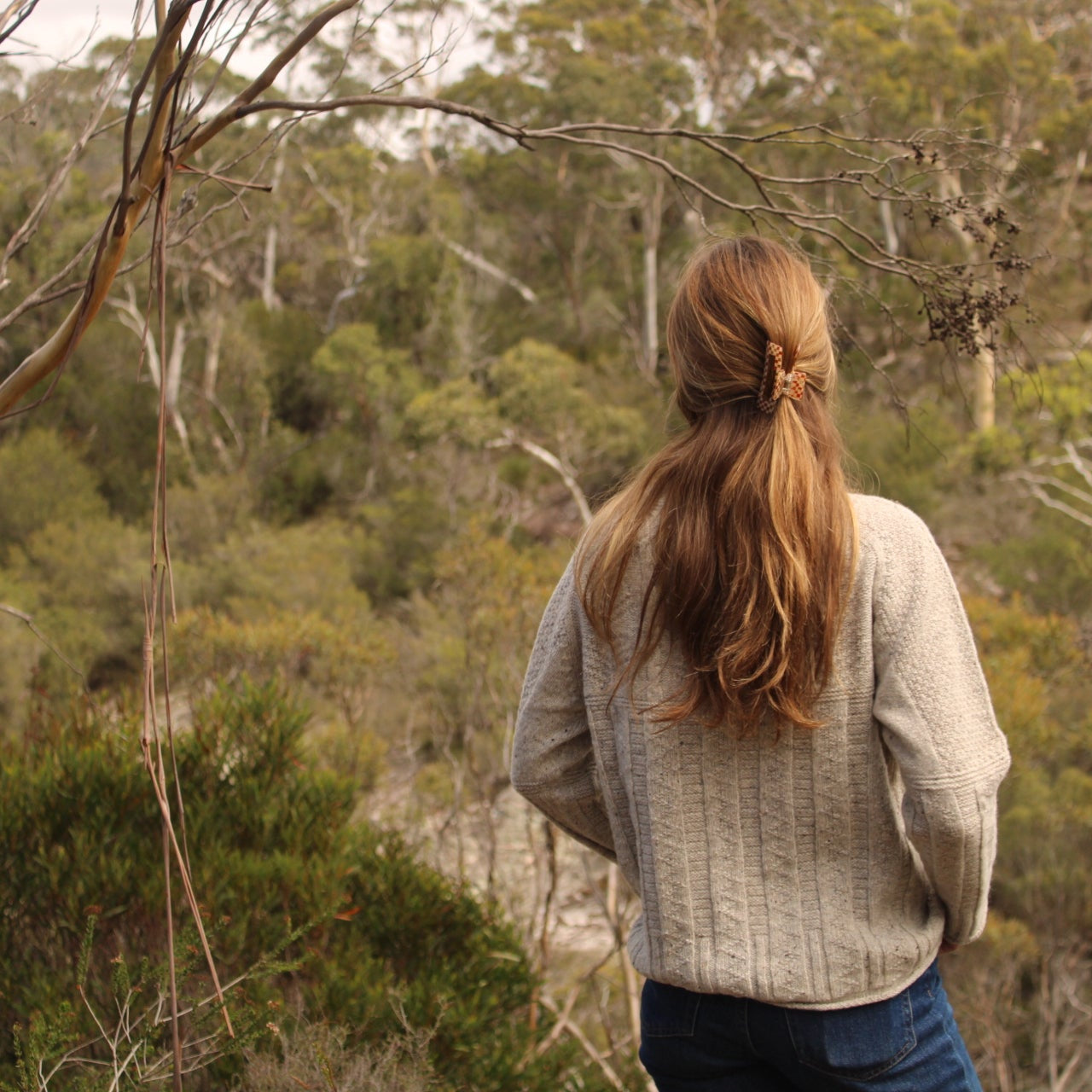 Quality wool jumper for women. Harley of Scotland. Aran style knitwear.
